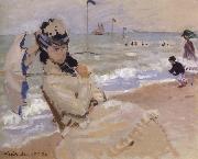 Claude Monet Camille on the Beach at Trouville oil painting reproduction